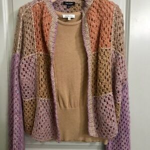 2 PIECE!!!NEW Dear John handmade crochet cardigan & layering piece Another Love
